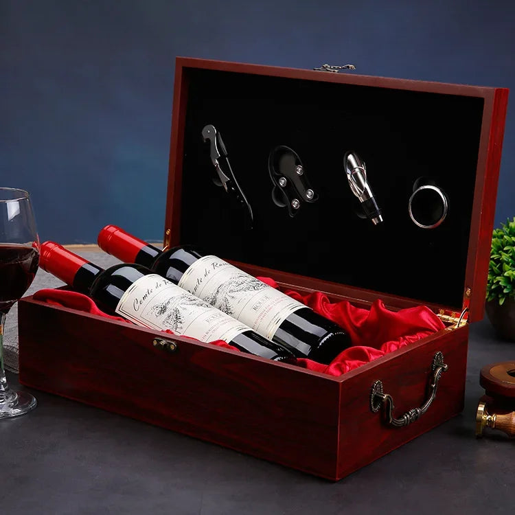 High-End Red Wine Storage Box, Double Wooden Wine Case, Dustproof Business Gift Box, Home Bottle Collection, Elegant Storage