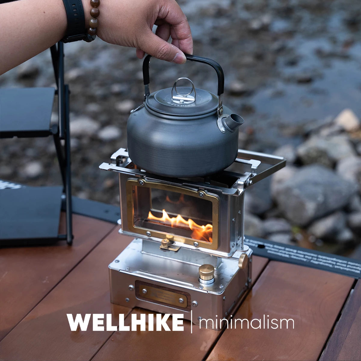WELLHIKE Camping Burnt Star Watching Fireplace High Translucent Glass Retro Cooking Tea Small Fireplace Heating Kerosene Lamps