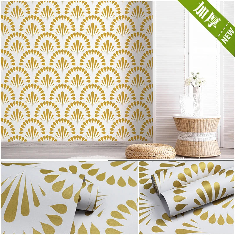 PVC Gold Wallpaper Modern Bohemian Style Vinyl Contact Paper Sheet Self Adhesive Cabinet Home Decoration Removable Vinyl Film