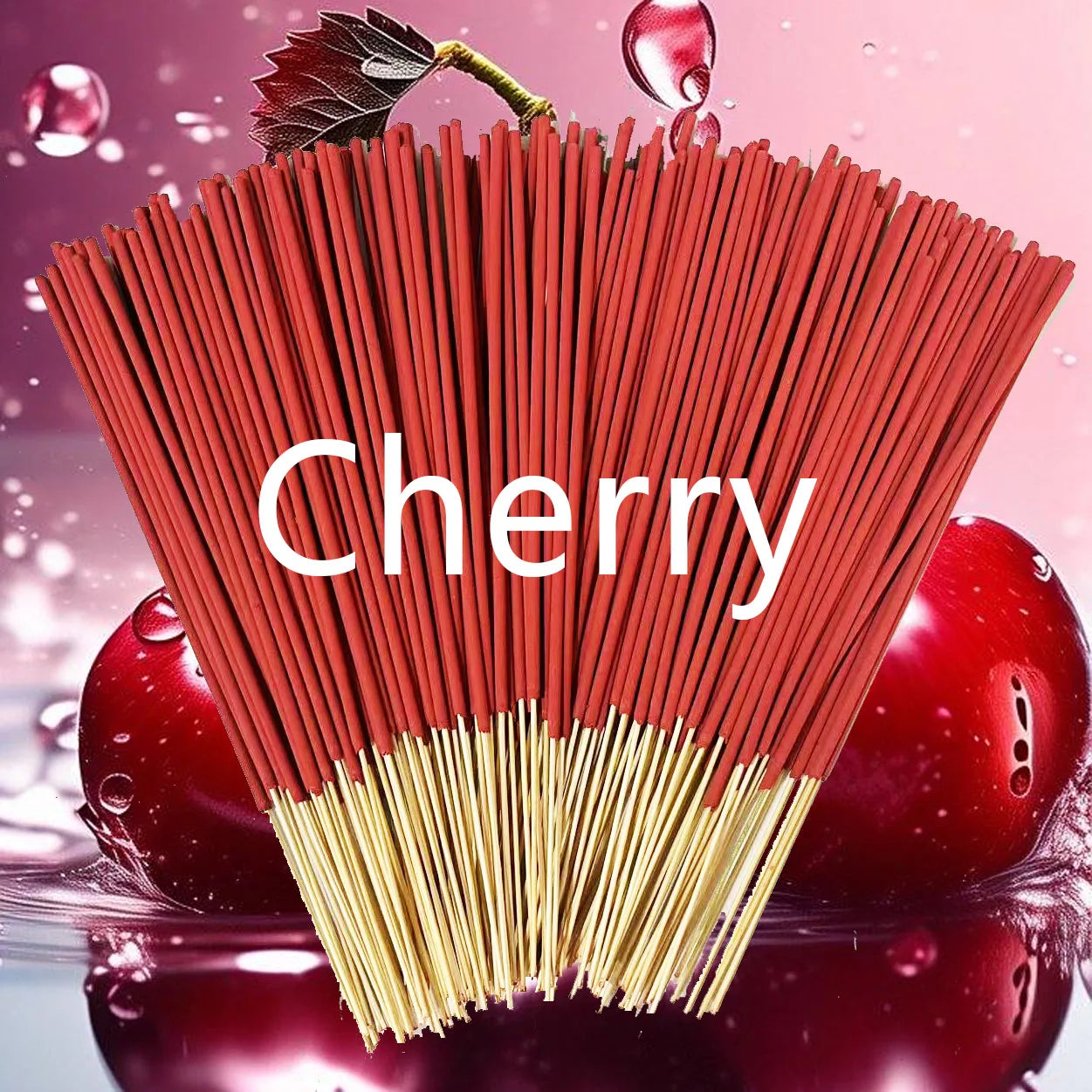 Handmade Cherry Fragrance Incense Sticks - 22.0cm Long-Lasting Artificial Wooden Incense, Safe and Non-Irritating for Indoor and Outdoor Use, Feather-Free Yoga and Meditation Decoration, Suitable for Camping, Travel, Courtyar