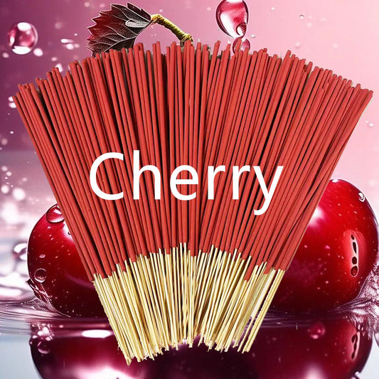 Handmade Cherry Fragrance Incense Sticks - 22.0cm Long-Lasting Artificial Wooden Incense, Safe and Non-Irritating for Indoor and Outdoor Use, Feather-Free Yoga and Meditation Decoration, Suitable for Camping, Travel, Courtyar