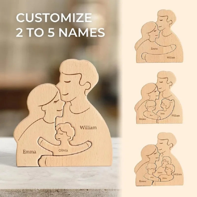 Art Puzzle Personalized Family Laser Carving Name Wooden Decorations Family Father Mother Thanksgiving Gift New Year Gift