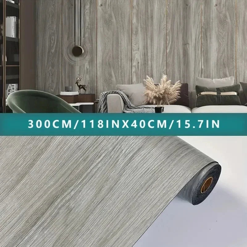 Roll of PVC self-adhesive wall floor covering material, marble and wood grain vinyl sheet with aluminum foil backing, dual purpo