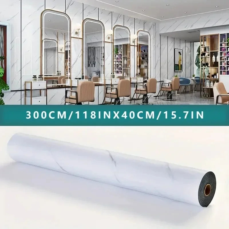 Roll of PVC self-adhesive wall floor covering material, marble and wood grain vinyl sheet with aluminum foil backing, dual purpo