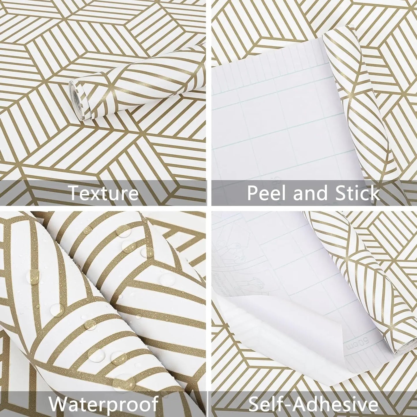 PVC Gold Wallpaper Modern Bohemian Style Vinyl Contact Paper Sheet Self Adhesive Cabinet Home Decoration Removable Vinyl Film