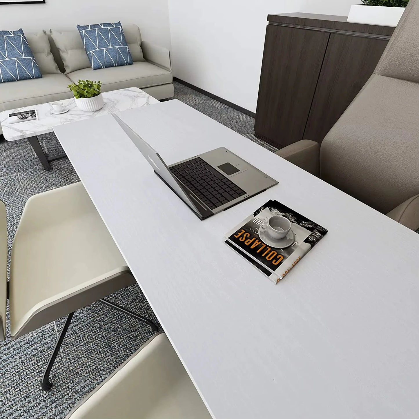 Pure White Wood Grain PVC Wallpaper – Waterproof, Self-Adhesive Vinyl for Cabinets, Furniture, Doors & Walls