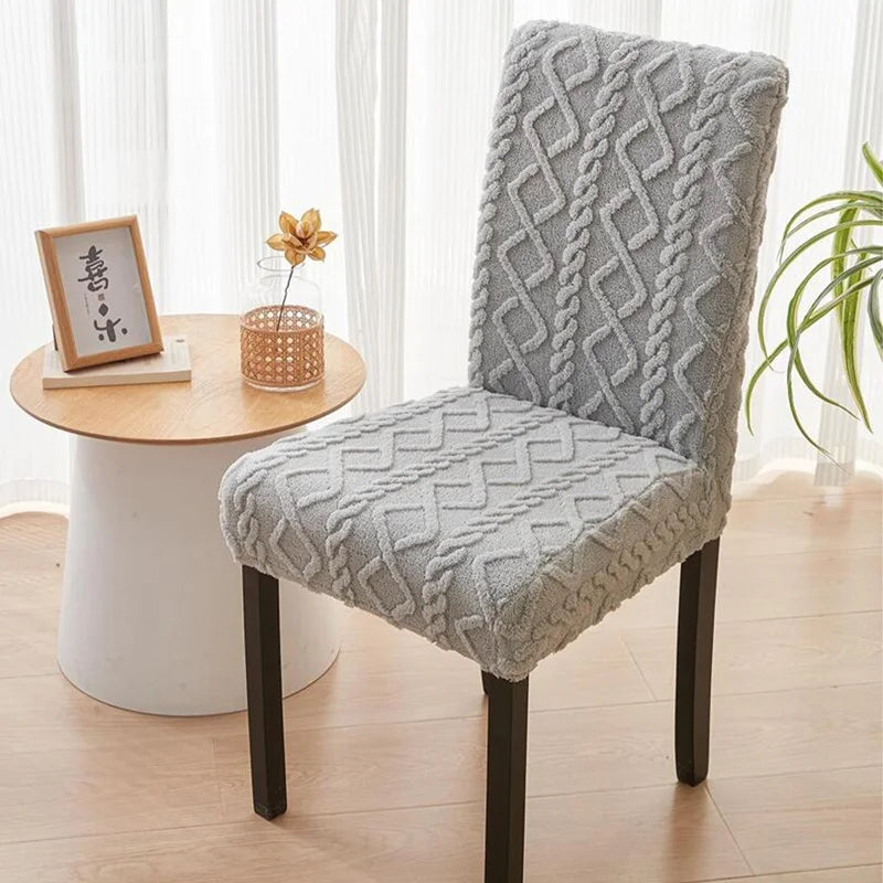 Thick Dining room Chair Cover Jacquard Plush Stretch Chair Slipcovers Solid Color Office Chairs Covers for Living Room Wedding