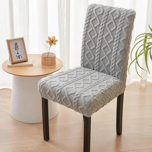 Thick Dining room Chair Cover Jacquard Plush Stretch Chair Slipcovers Solid Color Office Chairs Covers for Living Room Wedding
