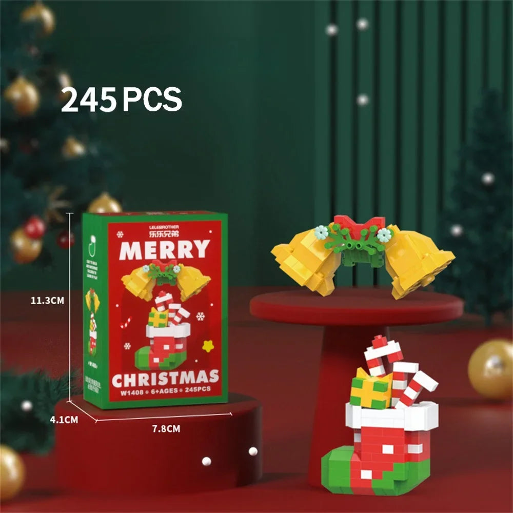Knew Built Christmas Micro Mini Building Blocks Toys - Santa Claus, Christmas Tree, Reindeer, Snowman Elements - Perfect Gifts