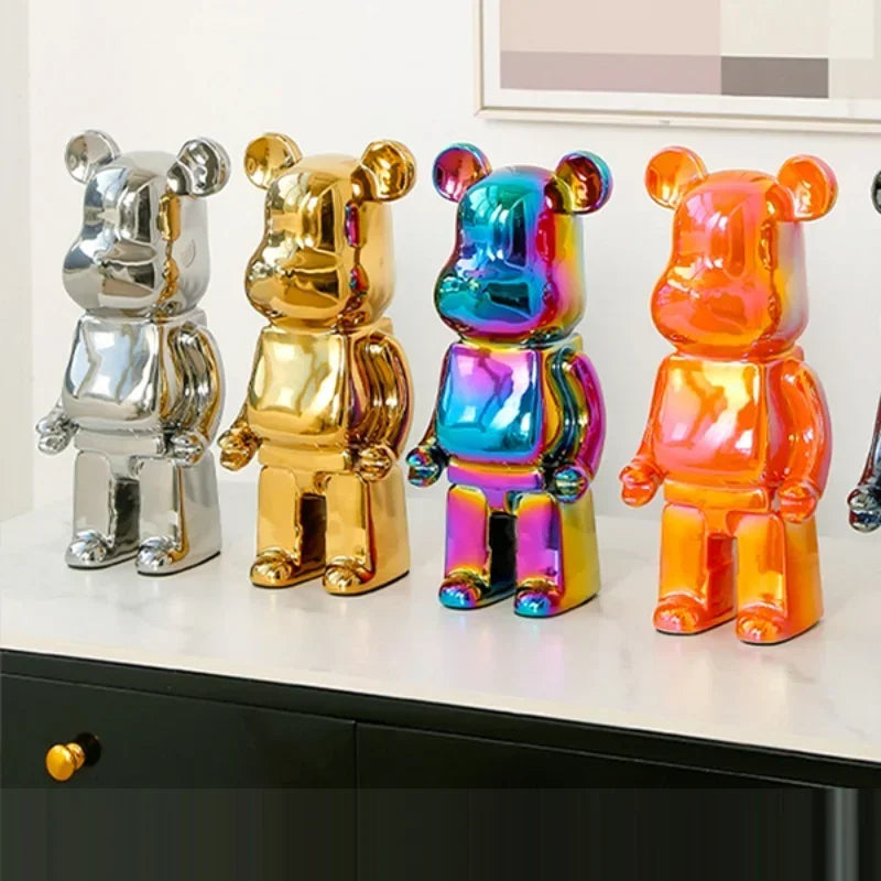 Delicate Bears Figurines Luxury Ceramics Violent Bear Statue Kawaii Cartoon Bear Sculptures Desk Decoration Home Accessories