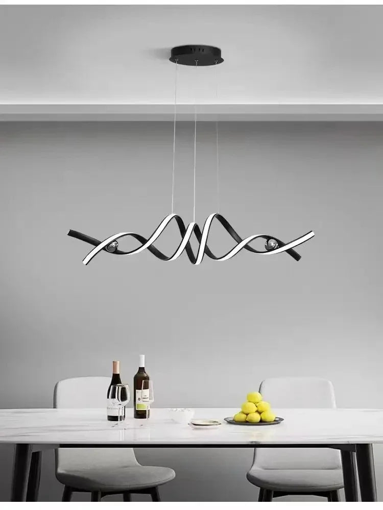 Nordic artistic home decor led chandelier Modern long strip pendant lamps Dining Living room Restaurant hanging indoor lighting