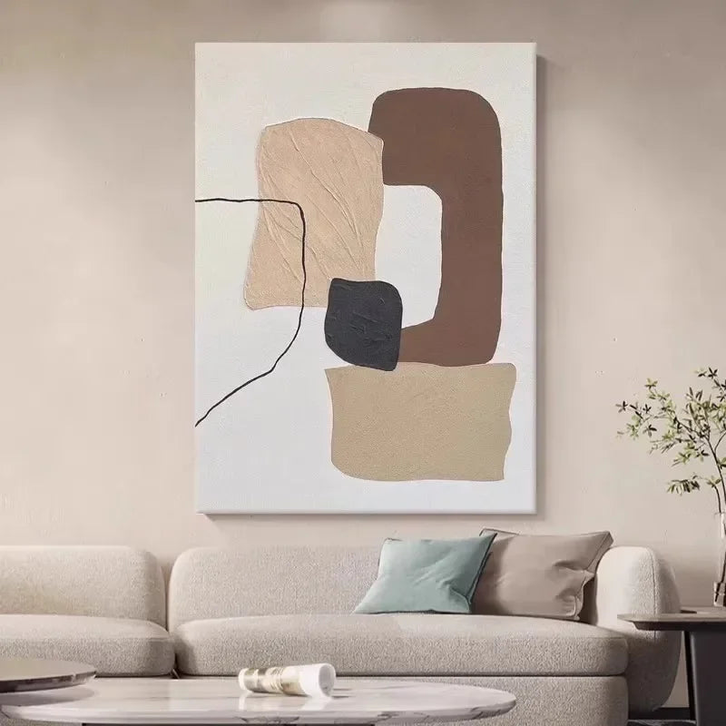 Handmade Large Textured Oil Painting Modern Abstract Geometry Hand Painted Wall Art PictureFor Living Room Porch Entrance Decor