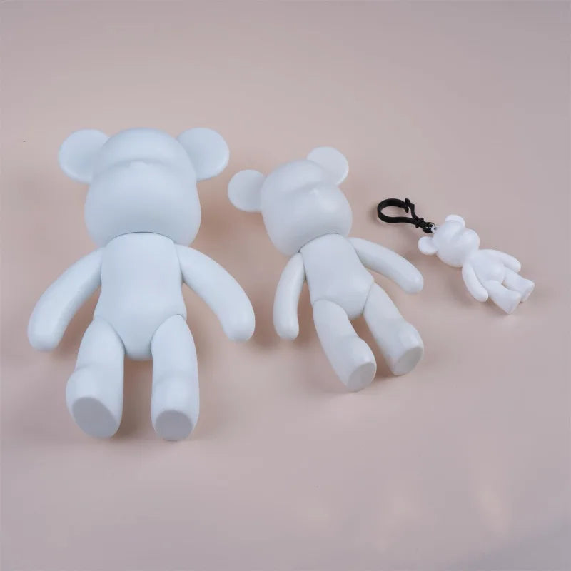DIY Fluid Bear Sculpture Handmade DIY Painting Cool Bear Figurine Animal White Mold Graffiti Art Accessories Home Decoration
