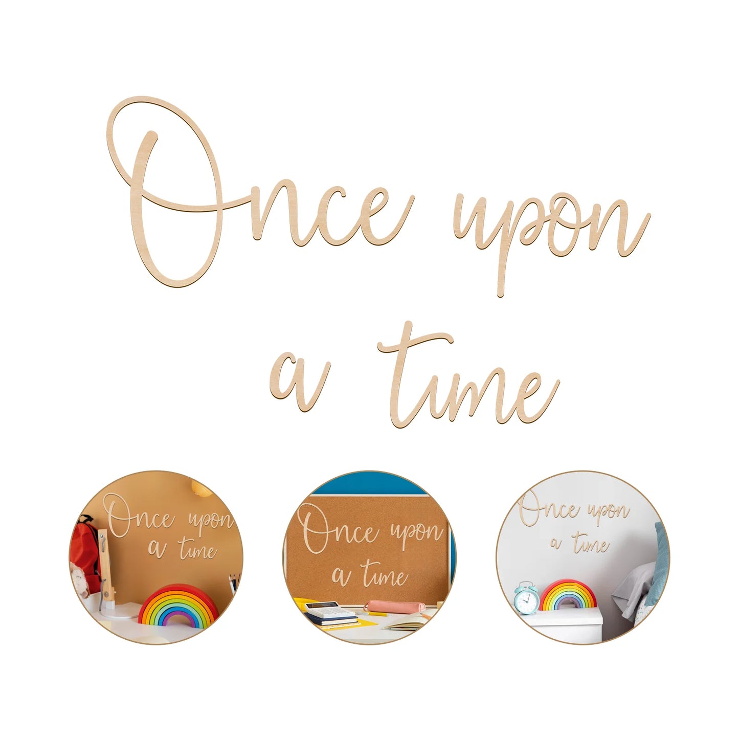 Once Upon A Time Wooden Wall Sign - Nursery, Gaming Room, Bar, Fall Decor, Wall Art, Home & Office Decoration (21.6x13.4cm)