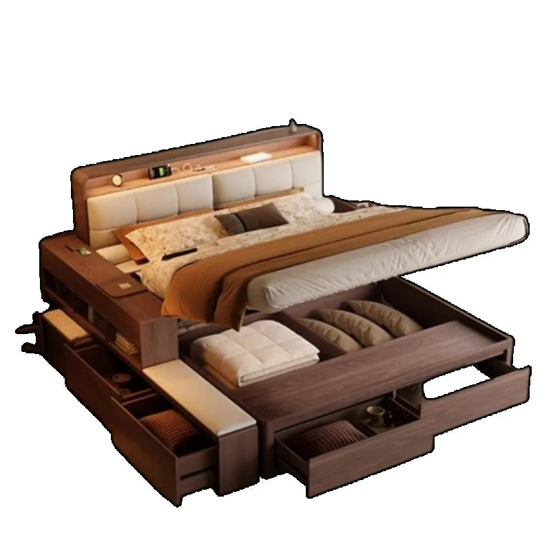 European Wooden Bed Minimalist Modern Storage Space Hotel Bed Lounge Sleeping Women Muebles Para El Hogar Home Furniture