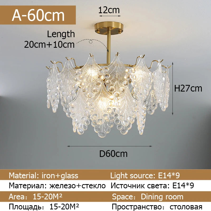 Modern Chandeliers 2023 Glass Leaves Droplet Lighting Pendant Lamp For Living Room Dining Room Home Decor Hanging Lights Fixture