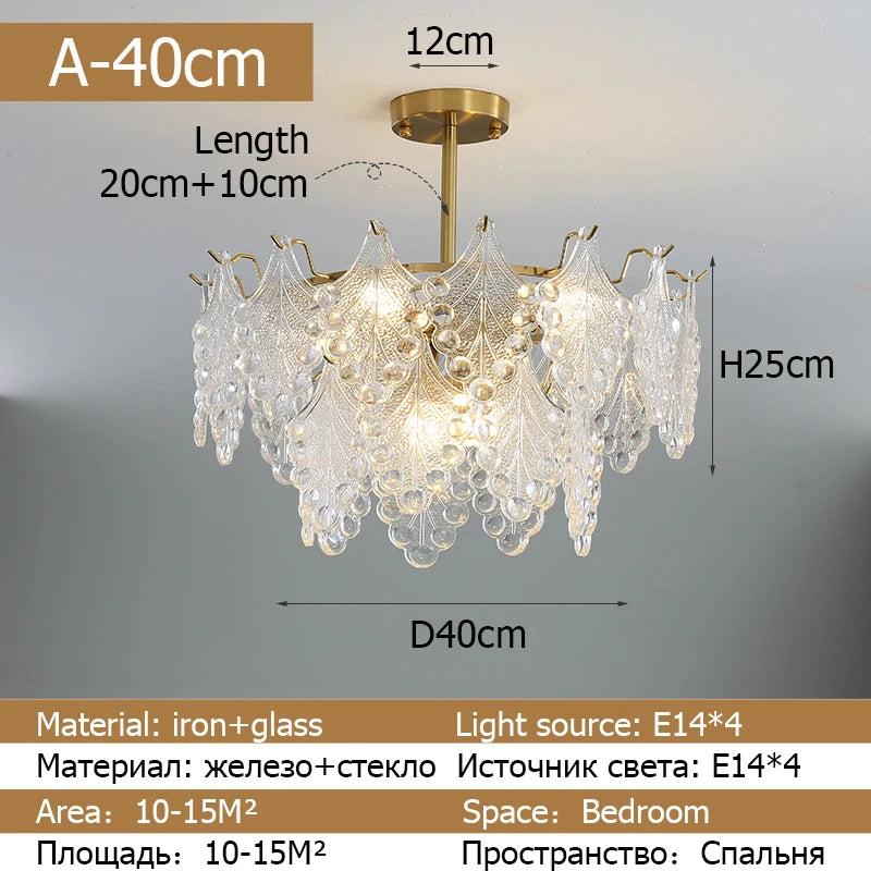 Modern Chandeliers 2023 Glass Leaves Droplet Lighting Pendant Lamp For Living Room Dining Room Home Decor Hanging Lights Fixture