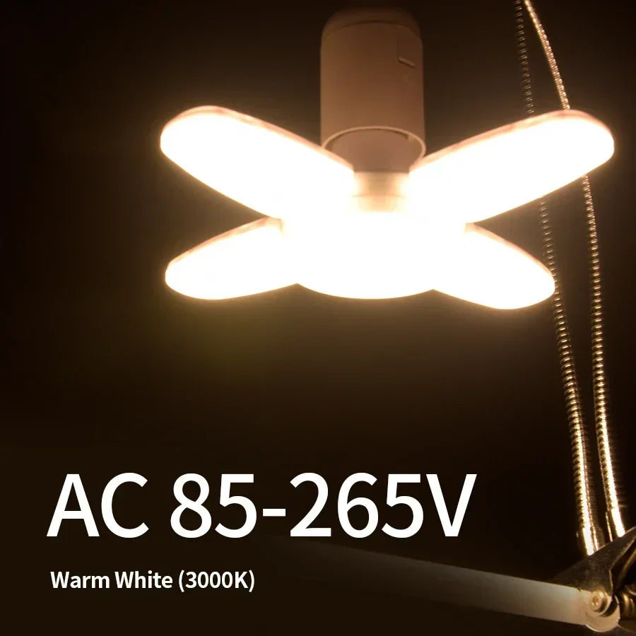 LED 4 Leaf Bulb E27 Collapsible Pendant Light 220V 110V Bombilla Storage Garage Kitchen Lighting High Brightness Remote Control