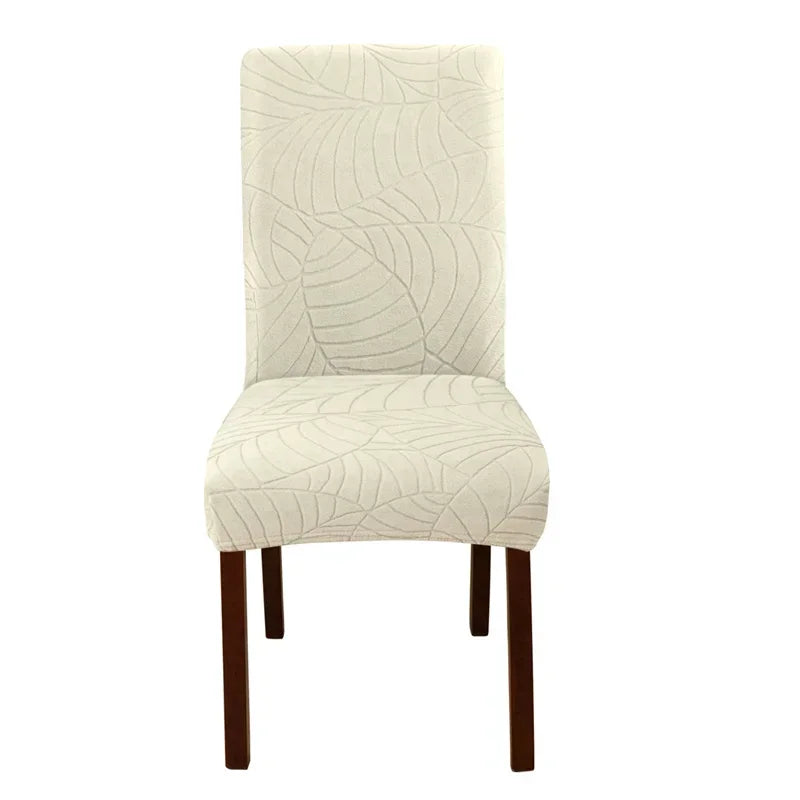 Leaves Jacquard Dining Chair Covers Removable Stretch Universal Chairs Cover Solid Color Seat Covers for Kitchen Hotel Banquet