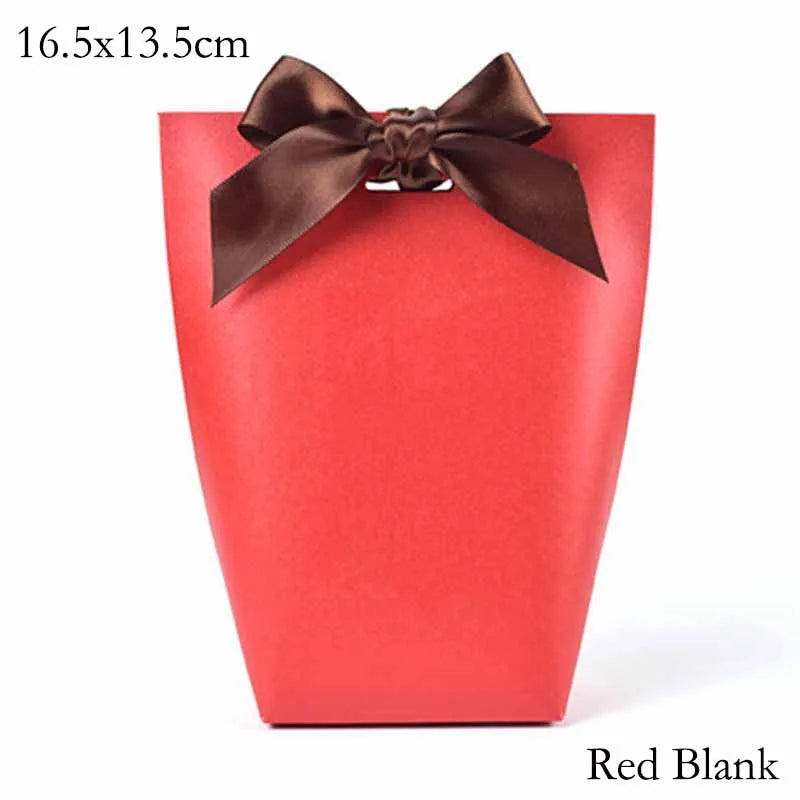50pcs White Kraft Black Paper Bag Bronzing French "Merci" Thank You Gift Box Package Wedding Party Favor Candy Bags With Ribbon