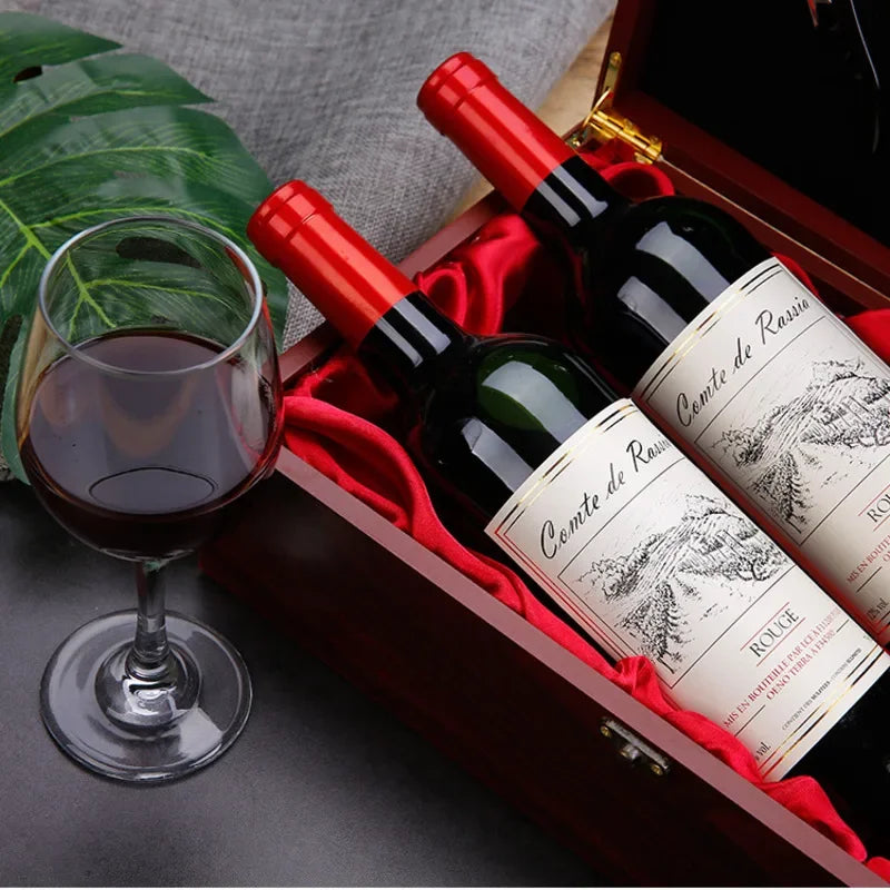 High-End Red Wine Storage Box, Double Wooden Wine Case, Dustproof Business Gift Box, Home Bottle Collection, Elegant Storage