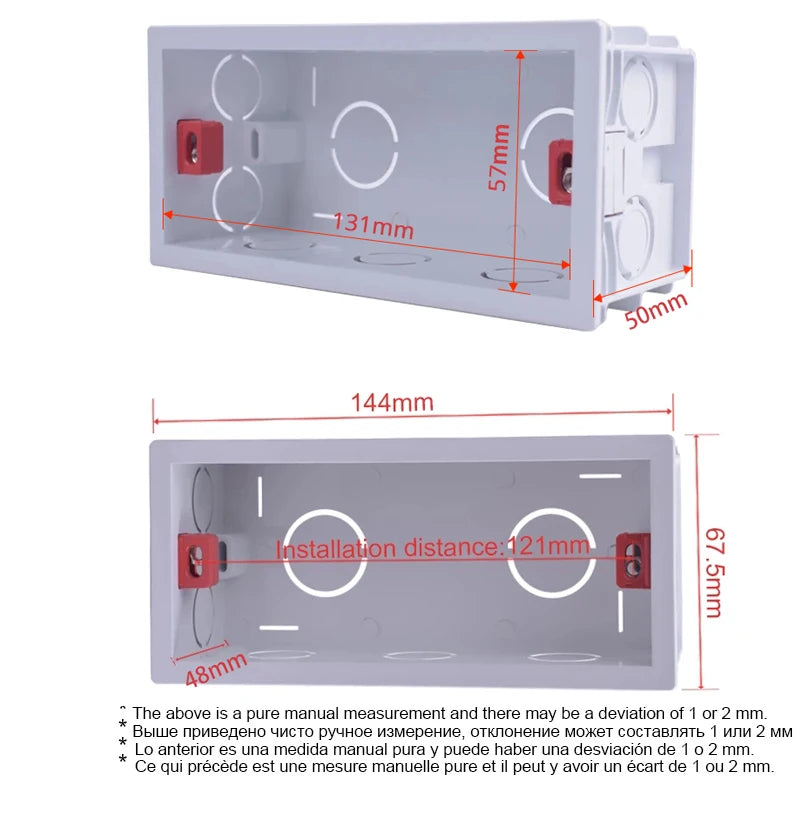 Coswall Super Quality 144mm*67.5mm Internal Mounting Box Back Cassette for 154mm*72mm Wall Light Switches and Sockets