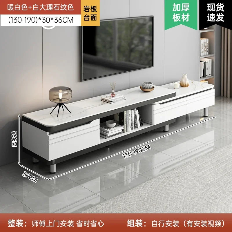 Modern LED TV Stand for Televisions Up Coffee Table Glass Shelves and Drawer Gaming Entertainment Center with Multiple Cabinet