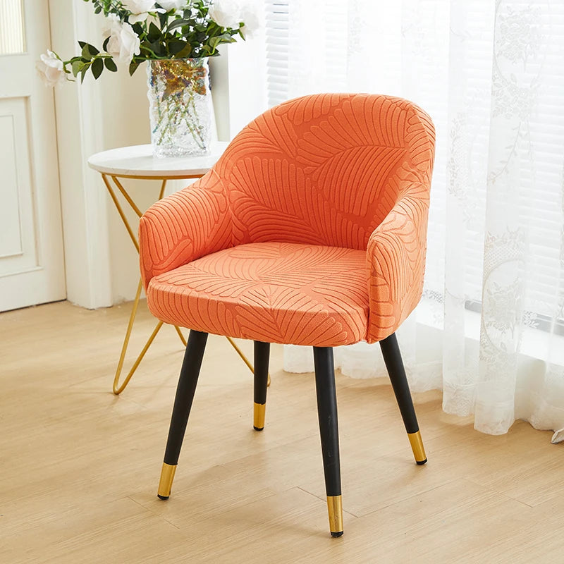 1pc Leaf Jacquard Solid Color Armchair Slipcovers Seat Covers Elastic Chairs Protector Living Room High Arm Dinning Chair Cover