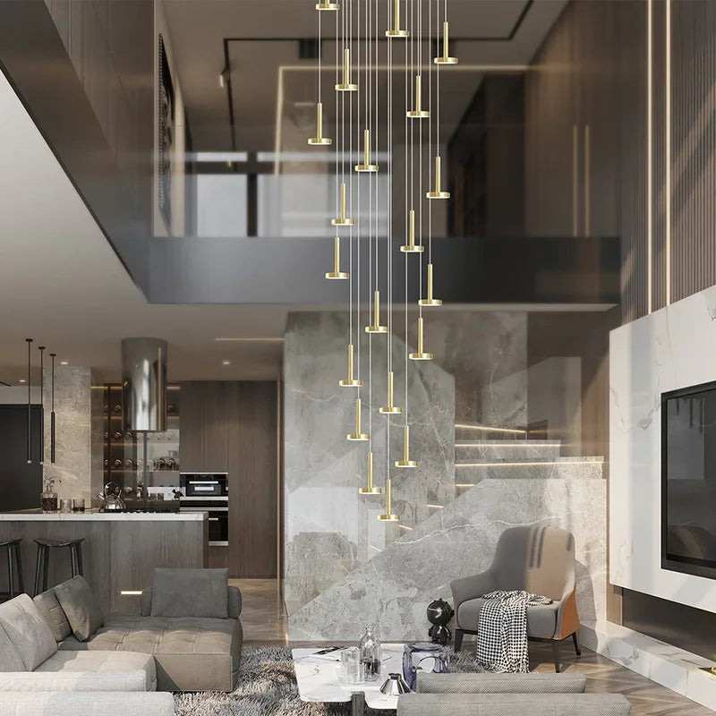 Modern Chandeliers Are Used For Luxury Staircase Lights Led Living Room Lights Coffee Shop Ceiling Lights High-Rise Restauran