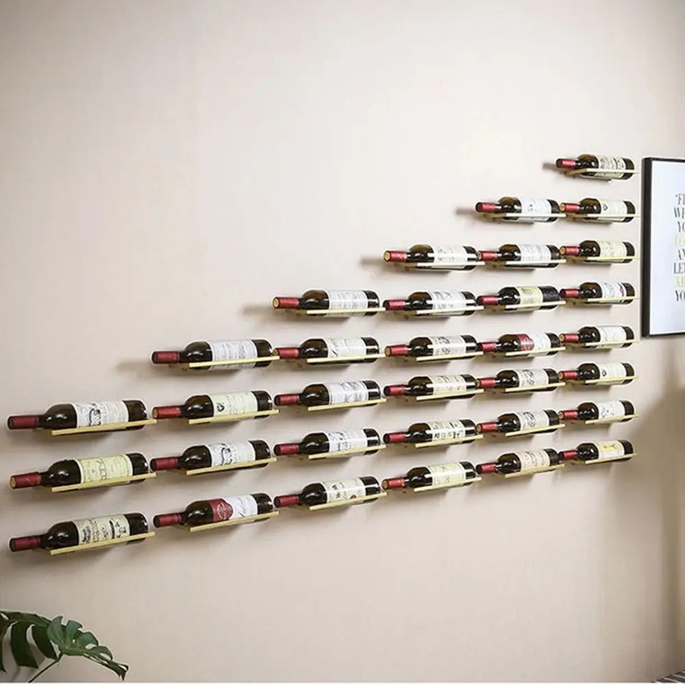 Under Cabinet Organizer Wine Rack Wall Mounted Liquor Wine Bottles Black Metal Wall Decor