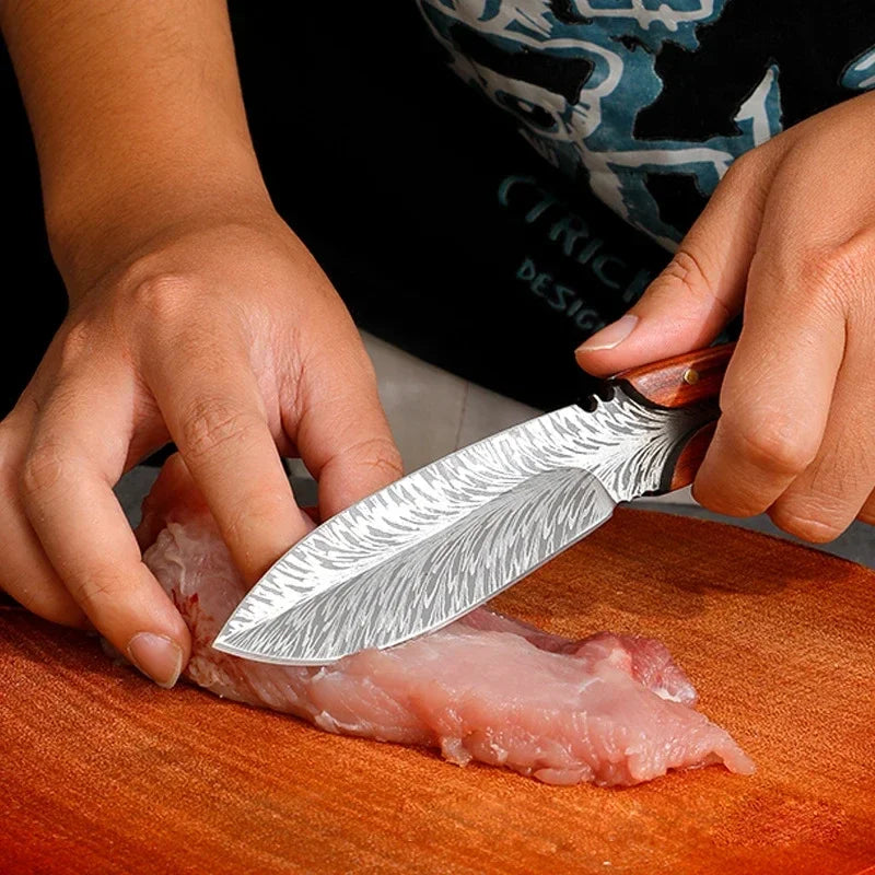 Utility Knife Butcher Boning Barbecue Knife Slicing Meat Fruit Fish Filleting Knife Chef Cooking Wooden Handle Kitchen Knives