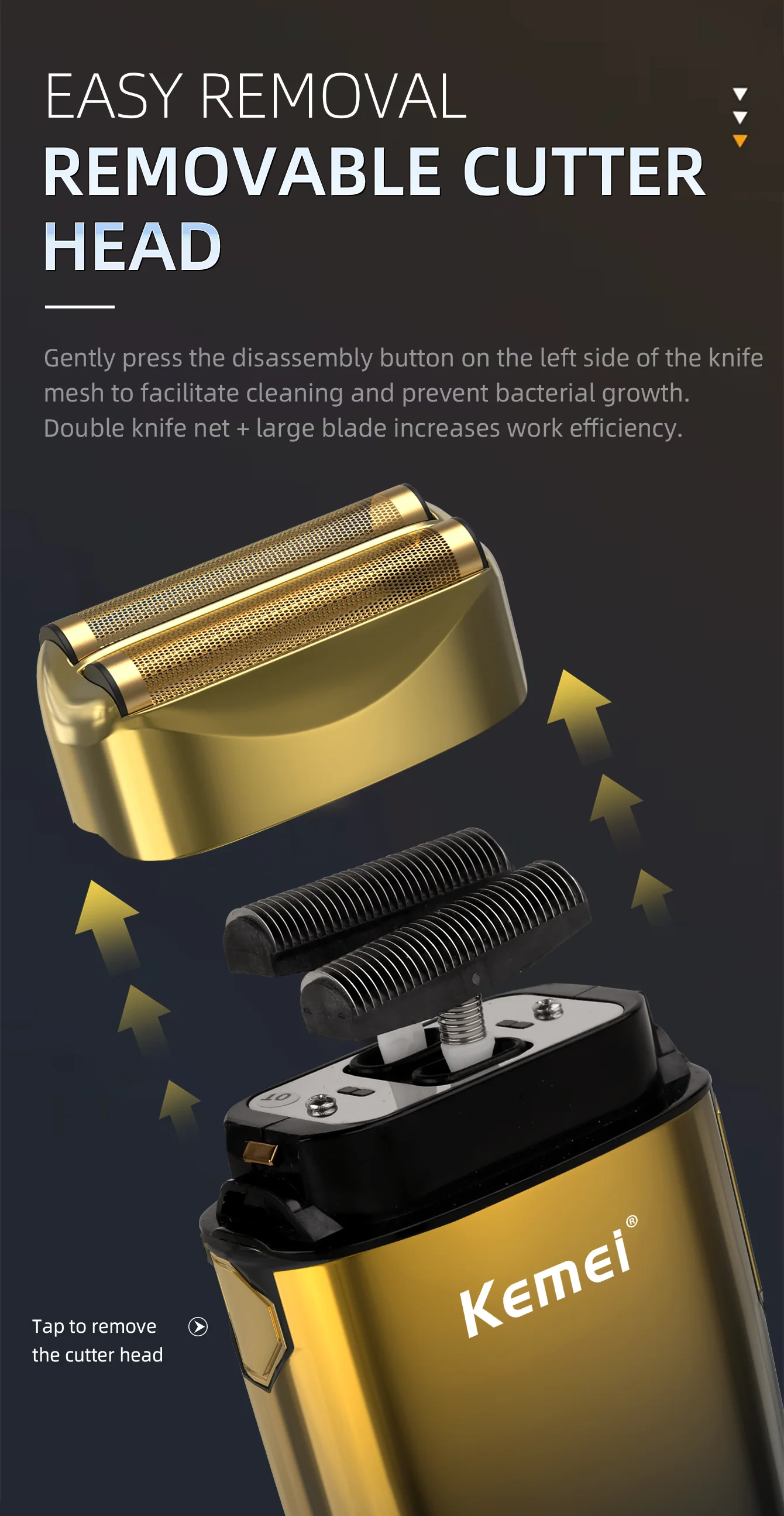 Kemei TX10 new electric shaver with LED display rechargeable beard shaver men's bald shaver original blade accessories