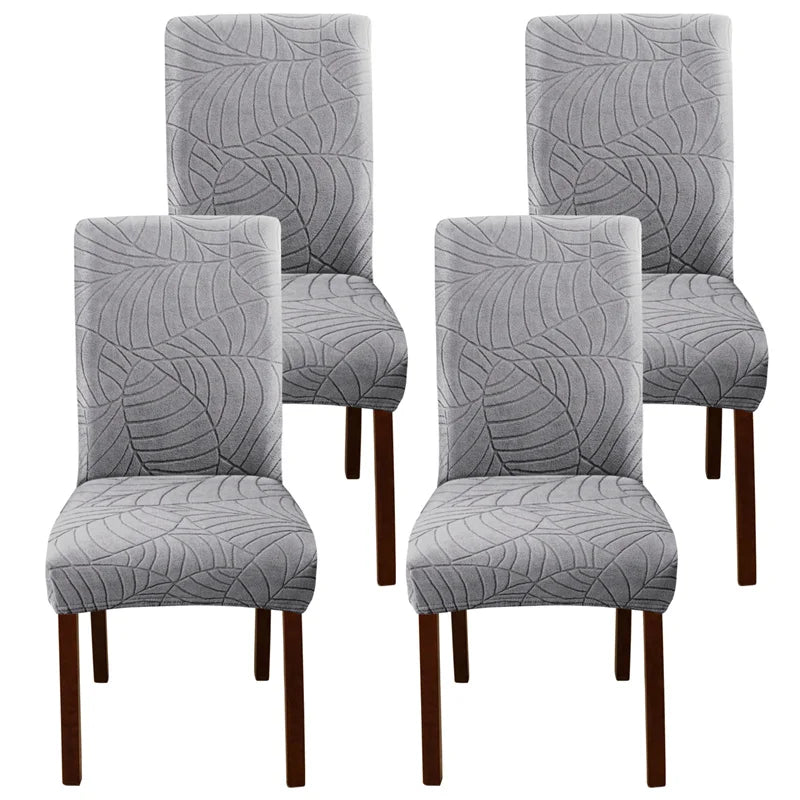 Leaves Jacquard Dining Chair Covers Removable Stretch Universal Chairs Cover Solid Color Seat Covers for Kitchen Hotel Banquet