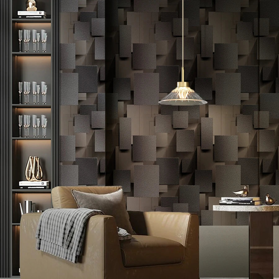 Three Dimensional Grid PVC Wallpaper Home Decoration Building Materials TV Background Wall Restaurant Self-adhesive Stickers