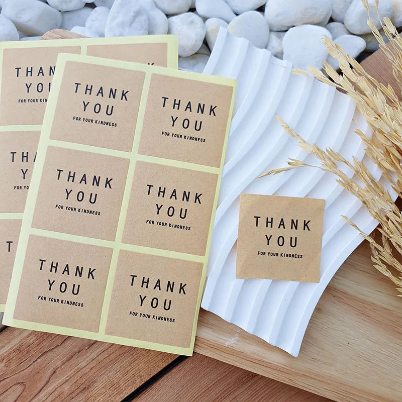 4cm Round Kraft Paper Thank You Sealing Sticker Gift Box Candy Pastry Bouquet Packaging Label Wedding Party Decoration Sticker