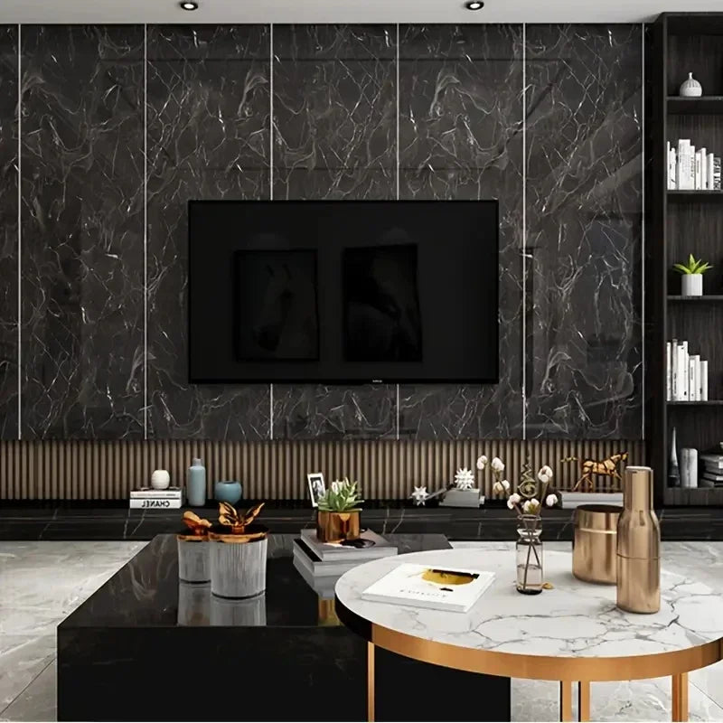 Roll of PVC self-adhesive wall floor covering material, marble and wood grain vinyl sheet with aluminum foil backing, dual purpo