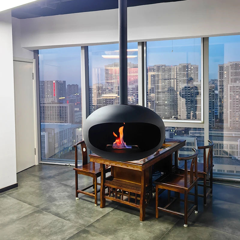 suspended fire place bio ethanol roof mounted ceiling cocoon hanging fireplace
