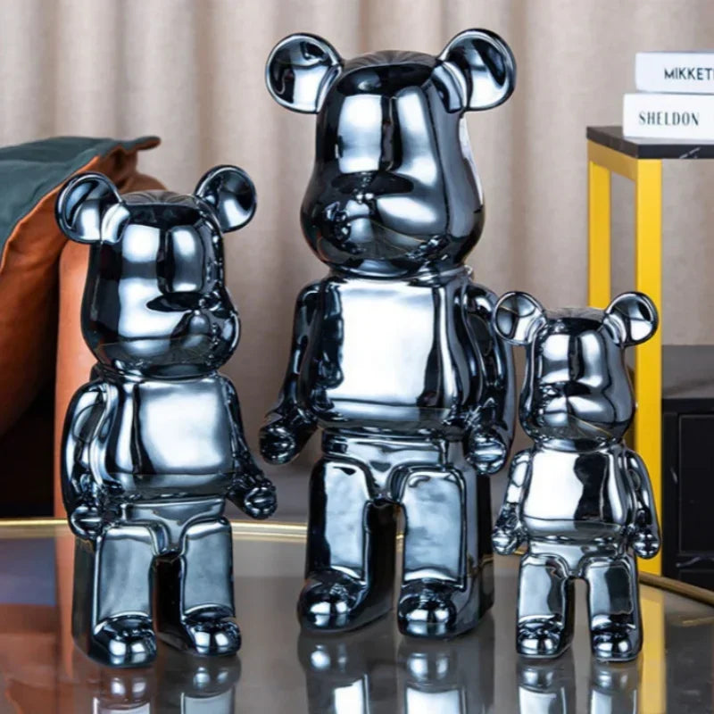 Delicate Bears Figurines Luxury Ceramics Violent Bear Statue Kawaii Cartoon Bear Sculptures Desk Decoration Home Accessories