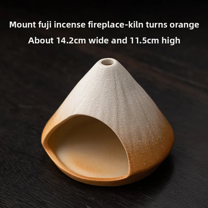 Mount Fuji Incense Fireplace, Cedar Sage Incense Burner Peruvian Sacred Wood Large Kiln Ceramic Incense Burner