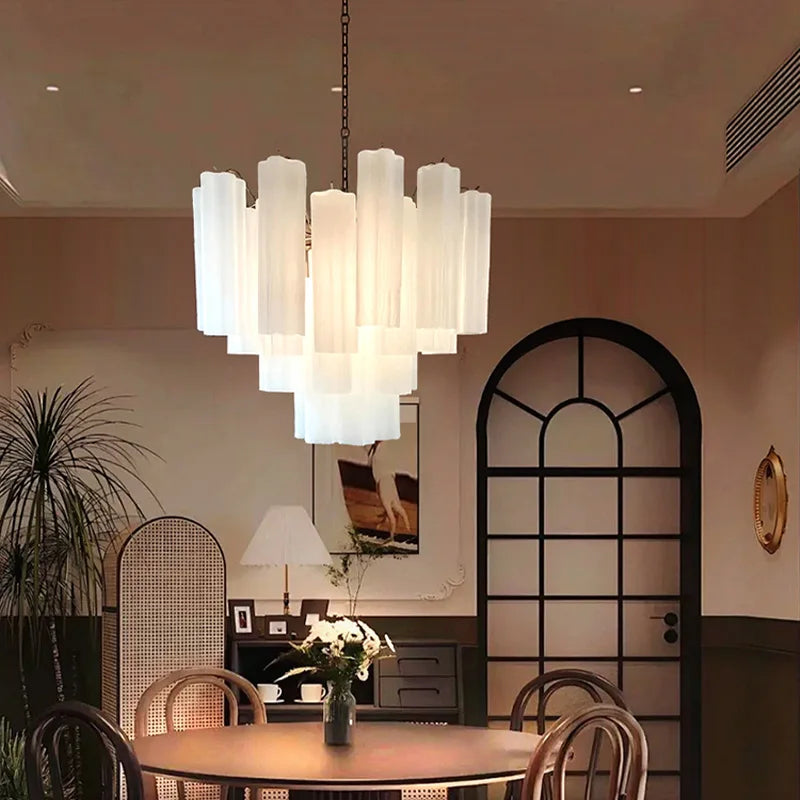 Modern living room chandelier with long glass pendant for bar ceiling decoration, adjustable pendant chain, home decoration