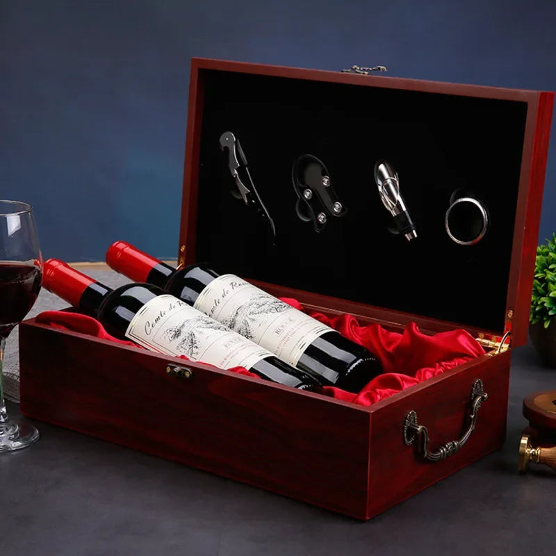 High-End Red Wine Storage Box, Double Wooden Wine Case, Dustproof Business Gift Box, Home Bottle Collection, Elegant Storage