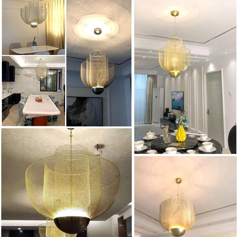 Modern LED Pendant lamps Lighting lustre Italy Designer LED Geometric Hollow LOFT Chandelier Staircase Home decor Hanging Lights