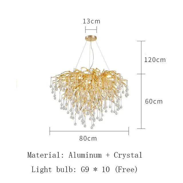 Modern Luxury Chandeliers Lighting Gold Hanging Lamp Glass Idoor Home Decor Pendant Lamp for Living Room Dining Table Bedroom G9