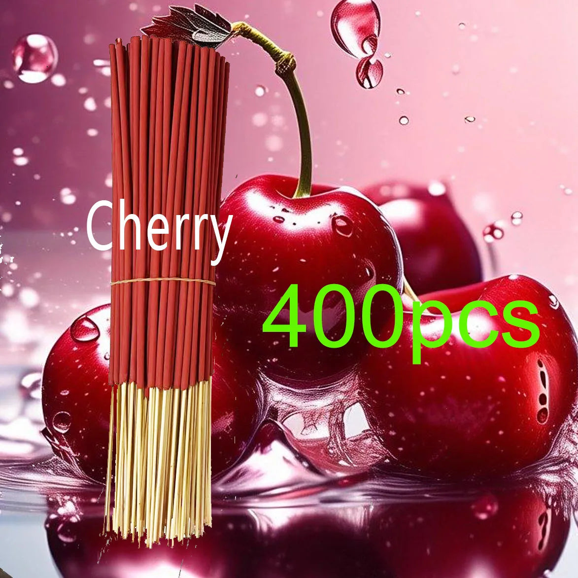 Handmade Cherry Fragrance Incense Sticks - 22.0cm Long-Lasting Artificial Wooden Incense, Safe and Non-Irritating for Indoor and Outdoor Use, Feather-Free Yoga and Meditation Decoration, Suitable for Camping, Travel, Courtyar