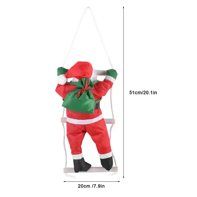 Christmas home Decoration Xmas Gift 2024 Navidad Santa Claus Climbing on Rope Ladder Xmas Trees Pendant Hanging Ornament