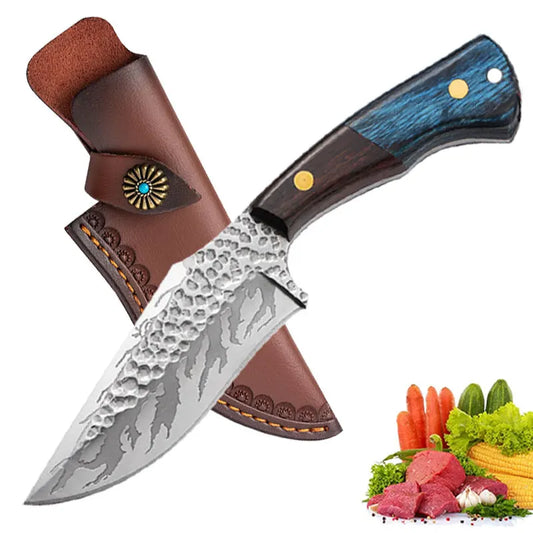 Household wooden handled knives, fruit knives, stainless steel kitchen knives, for cooking and outdoor camping barbecue knives