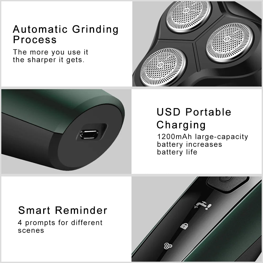 New 9D Electric Shaver USB Car-mounted High-power Full-body Wash Beard Knife Rechargeable Razor