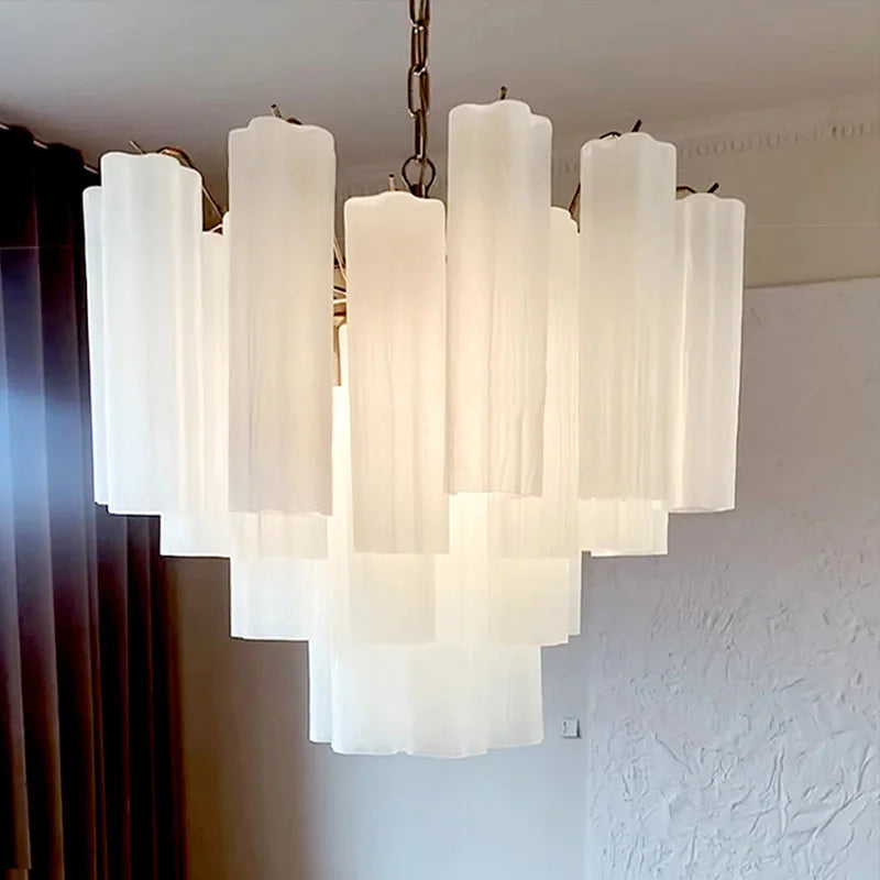 Modern living room chandelier with long glass pendant for bar ceiling decoration, adjustable pendant chain, home decoration