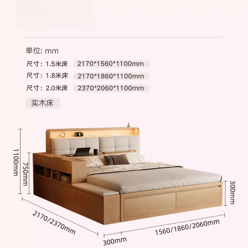 European Wooden Bed Minimalist Modern Storage Space Hotel Bed Lounge Sleeping Women Muebles Para El Hogar Home Furniture