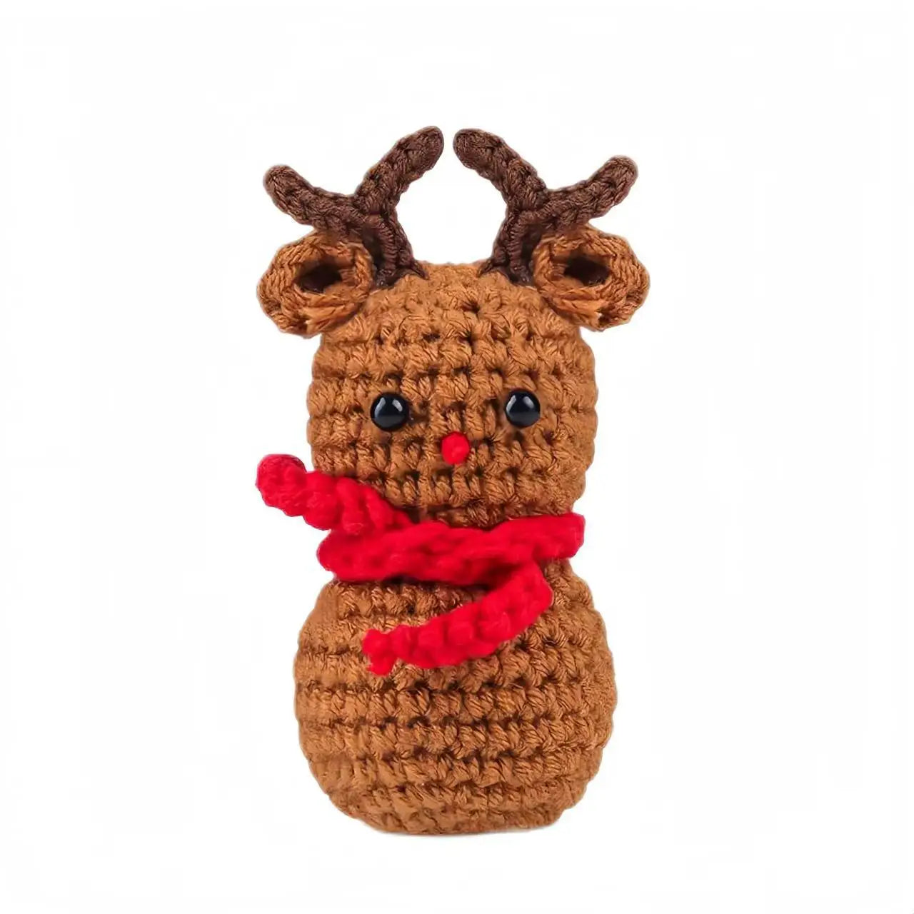 Funny Crochet Positive Xmas Tree Doll with Card Home Room Decoration Handmade Knitted Snowman Elk Desk Ornament Christmas Gifts
